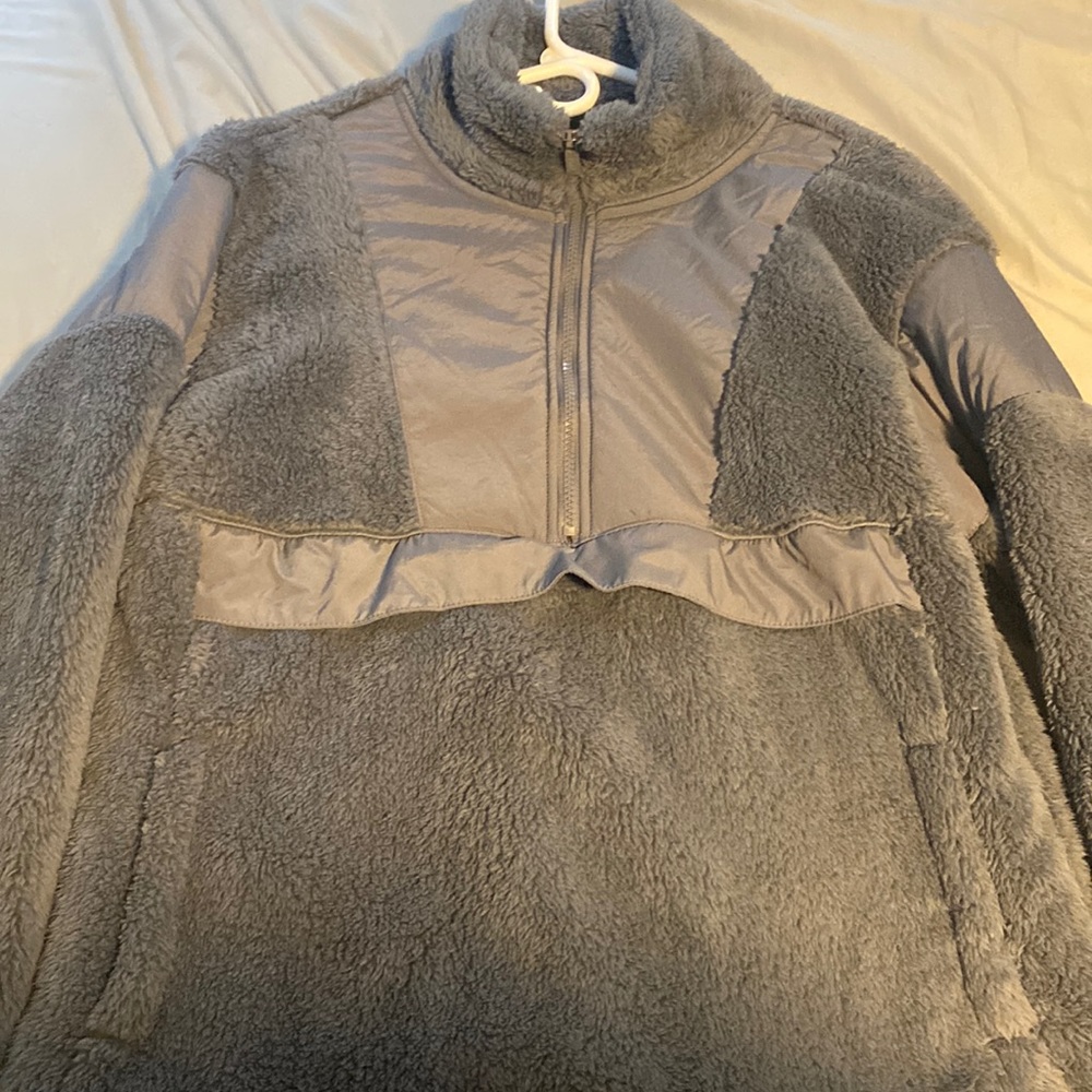 Womens PINK fuzzy quarter zip up